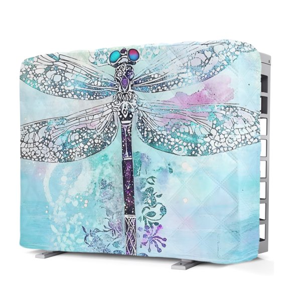 Dragonfly Indoor Window Air Conditioner Cover Watercolor Dragonfly Wings Double Insulation AC Covers for Inside Window Unit Waterproof AC Unit Covers for Winter 17"Lx13"Hx3.5"D