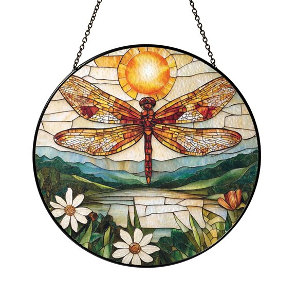 Dragonfly Insect Glass Window Hanging – Decorative Nature Art