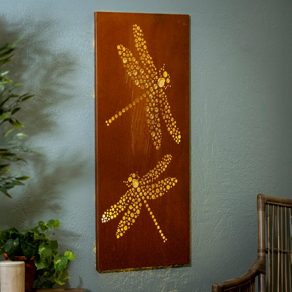 Dragonfly LED Laser Cut Metal Wall Dcor, 15" L x 40" H