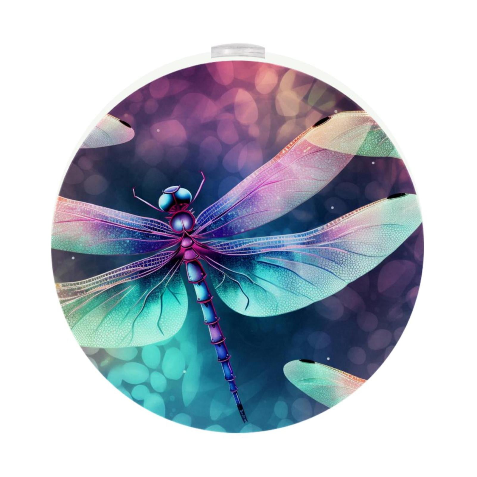 Dragonfly LED Round Night Light-2PCS, Plug-in Dusk to Dawn Sensor Wall ...