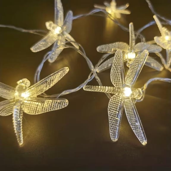 Dragonfly LED String Lights - 10 Warm White Beads for Home Decoration