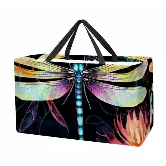 Dragonfly Large Capacity Reusable Foldable Oxford Cloth Storage Bin - Multipurpose Storage Box, Shopping Bag Organizer
