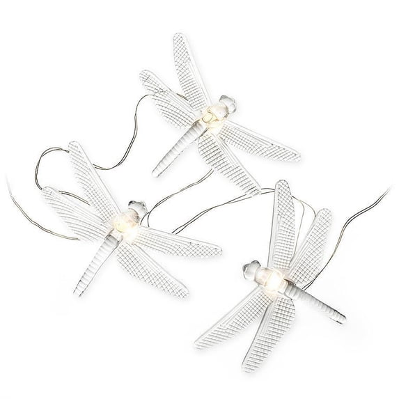Abbott Dragonfly LED String Lights, 100 in – 10 Clear Insect-Shaped Lights on Flexible Wire – Battery Operated (3×AA, not included) – Whimsical Accent for Bedrooms, Parties & Covered Outdoor Spaces