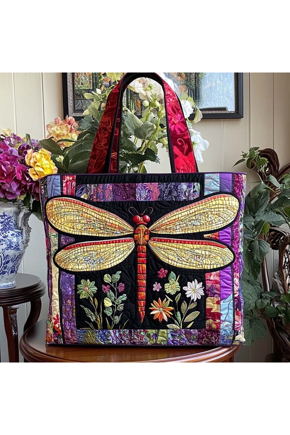 Dragonfly Light Quilted Tote BagTravel Bag,Duffle Bag,Journey Bag,Gift For Dad,Gift For Mom