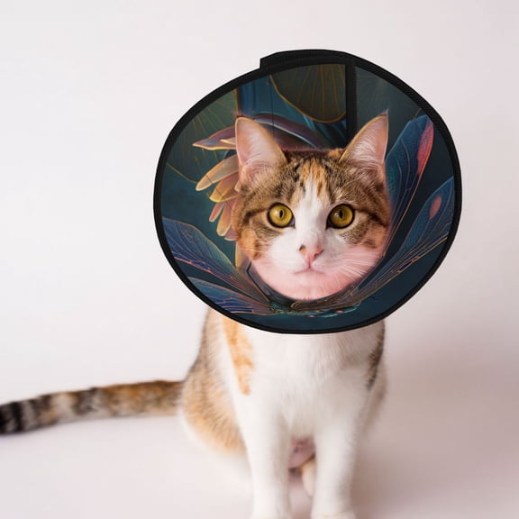 Dragonfly Lotus Cool Art Soft Pet Recovery Collar for Cats Small Dogs, Protective Elizabeth Collar for Post-Surgery, Anti-Lick & Anti-Scratch