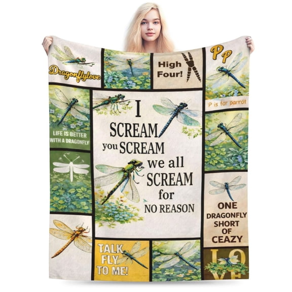 Dragonfly Lover Blanket Gift Dragonfly Pattern Throw Blanket Cozy Soft Home Decor Gift for Women Garden Nature Insect Lovers 60x50
