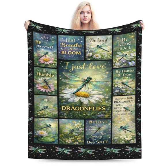 Dragonfly Lover Blanket Gift Inspirational Dragonfly Pattern Throw Blanket Cozy Soft Home Decor Gift for Women Nature Lovers 50x40