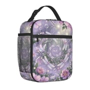 Dragonfly Lunch Bag, Minimalist Nature Creature Insulated Carrier, Reusable Structured Thermal Tote, Stylish Handheld Food Bag For Men Women