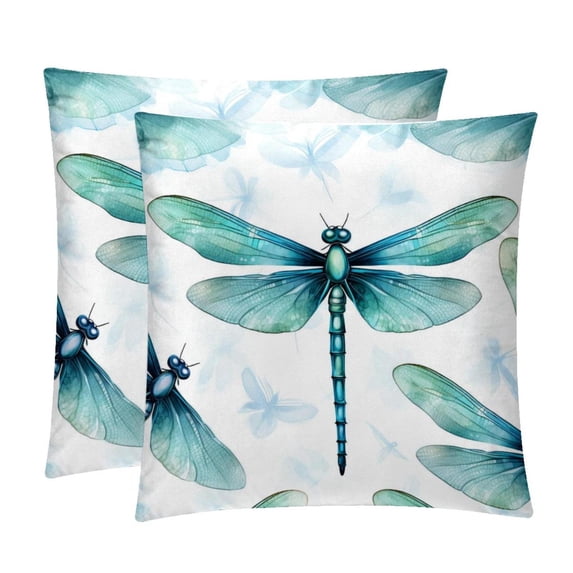 Dragonfly Luxurious Velvet Bed Pillow Inserts with Unique Patterns - Set of 2, 16x16, 18x18, 20x20 Inches - Ideal for Throw Pillow Covers and Home Decor