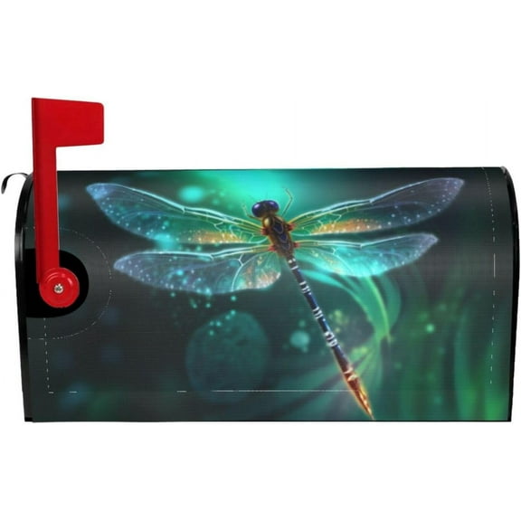 Dragonfly Mailbox Cover Mailbox Wraps, Waterproof Mailbox Covers Magnetic Post Box Cover Standard Size 21"(L) x 18"(W) Garden Yard Outside Farmhouse Home Decor