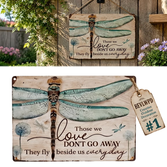 Dragonfly Memorial Plaque Sympathy Gift Wall Decor Garden Tin Signs Coffee Bar Metal Outdoor Sign Retro Home Decoration Funny Rustic Art for Outside Memorial Plaques Creative Novelty Gifts