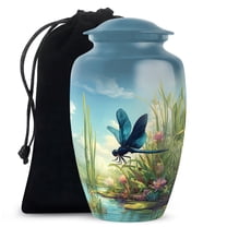 Dragonfly Memorial Urn For Human Ashes For Mother, Funeral Urn For Mom And Dad, Blue Urns For Adult Female Mother, Frog Cremation Urns For Human Ashes Adult Male, Large 10 Inch
