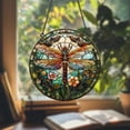 thumbnail image 1 of Dragonfly Memory Glass Suncatcher, Floral Dragonflies Window Hanging, Memorial for Nature Lovers, 3.5 in, 1 of 3