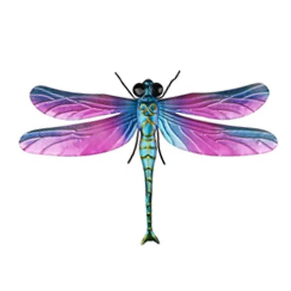 Dragonfly Metal Wall Hanging Art Outdoor Garden Fence Living Room Balcony Courtyard Colorful Sculpture Easy Install Durable Gift for Nature Lovers