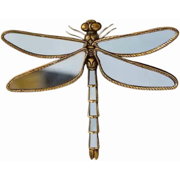 Dragonfly Mirror Wall Decor, Dragonfly Design Wall Mounted Sculptures, Retro Decorative Bug Insects Animals Beetle Mirrors, Creative Butterfly Home Decor for Living Room Bedroom(Dragonfly)
