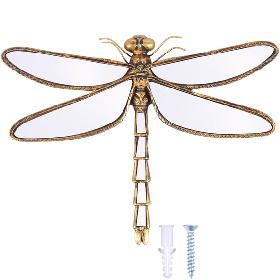 Dragonfly Mirror Wall Decor, Dragonfly Design Wall Mounted Sculptures, Retro Decorative Bug Insects Animals Beetle Mirrors, Creative Butterfly Home Decor for Living Room Bedroom(Dragonfly)