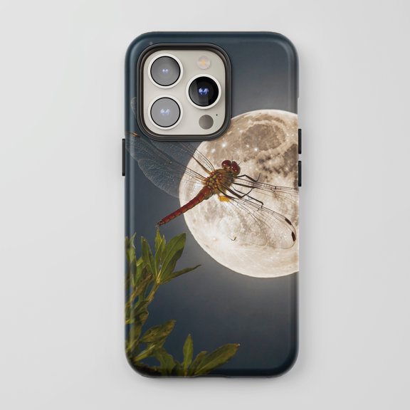 Dragonfly Moon For All iPhone Series Protective Phone Case Nature Night Sky