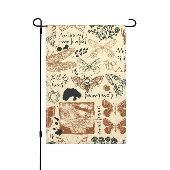 Dragonfly Moth Vintage Butterfly Garden Flag Outdoor House Flags 12 X 18 Inch Banner Yard Home Decoration