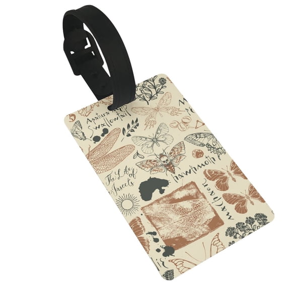 Dragonfly Moth Vintage Butterfly Luggage Tags Suitcases ID Baggage Identifier Card Name Tag for Travel Backpacks Gym Bags