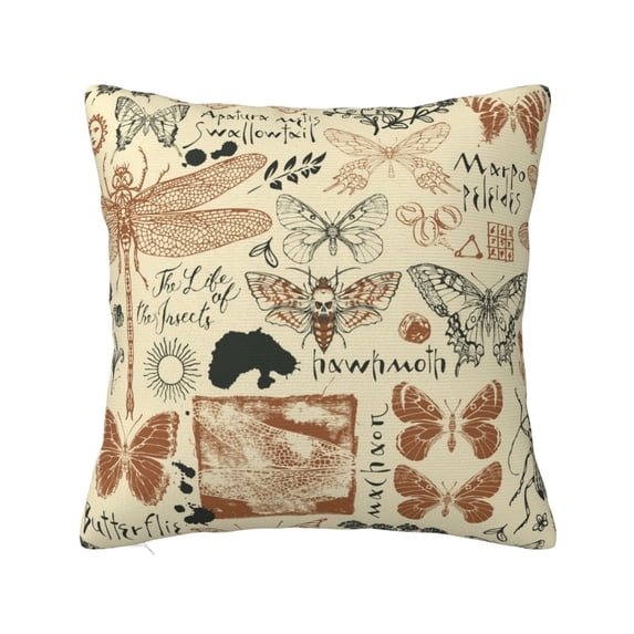 Dragonfly Moth Vintage Butterfly Pillow Cover Decorative Throw Pillowcase Soft Cushion Covers Bed Sofa Couch 18x18