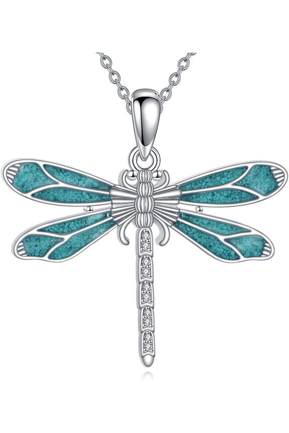 Dragonfly Necklace 925 Sterling Silver Turquoise Dragonfly Pendant Jewelry Gifts for Women