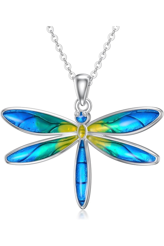 Dragonfly Necklace Sterling Silver Dragonfly Pendant Necklaces Insect Jewelry Gifts for Women
