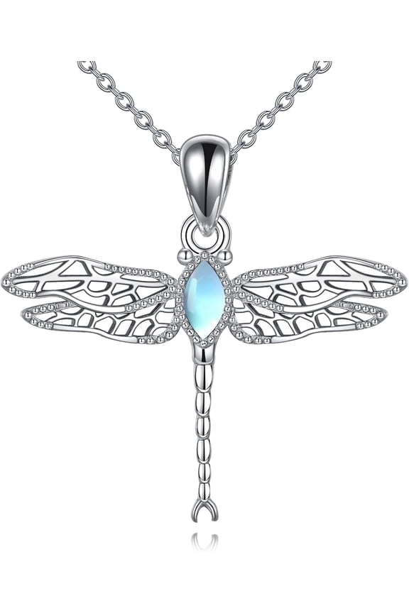 Dragonfly Necklace for Women 925 Sterling Silver Turquoise/Amethyst/Cubic Zirconia/Moonstone Pendant Dragonfly Jewelry Gifts for Women Family Friends