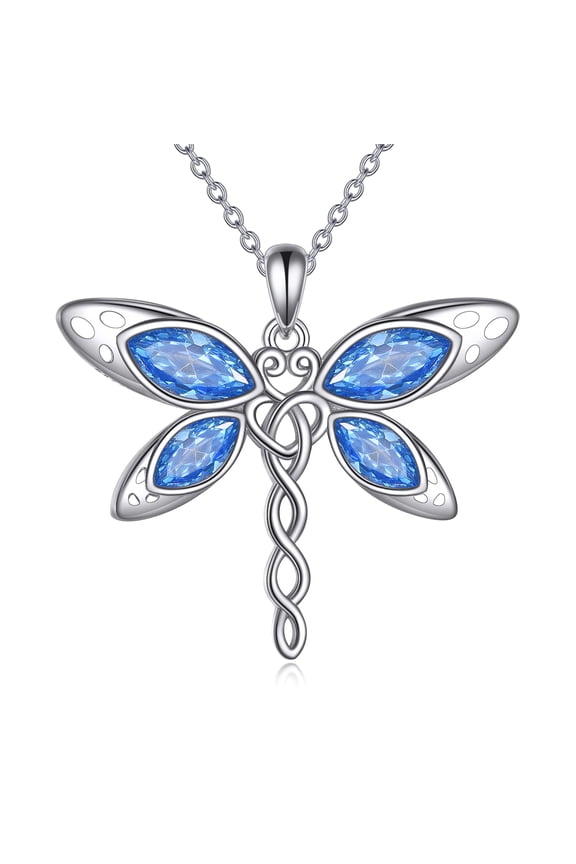 Dragonfly Necklace for Women Sterling Silver Celtic Dragonfly Pendant Necklace Celtic Knot Jewelry Gifts for Women