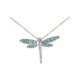 thumbnail image 1 of Dragonfly Necklace with Synthetic Blue Opal Inlay and Cubic Zirconia Accents Sterling Silver, 24IN, 1 of 1