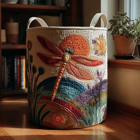Dragonfly Oasis Quilted Laundry Basket, Clothes Hamper Storage Bag, Housewarming Gift Ideas, Gift For Mom