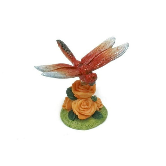Dragonfly On Flowers Figurine