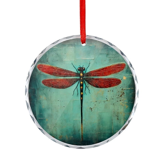 Dragonfly On Turquoise Glass Ornament Holiday Decorations And Xmas Gift Ideas Vintage Dragonfly Christmas Ornaments Crystal Hanging