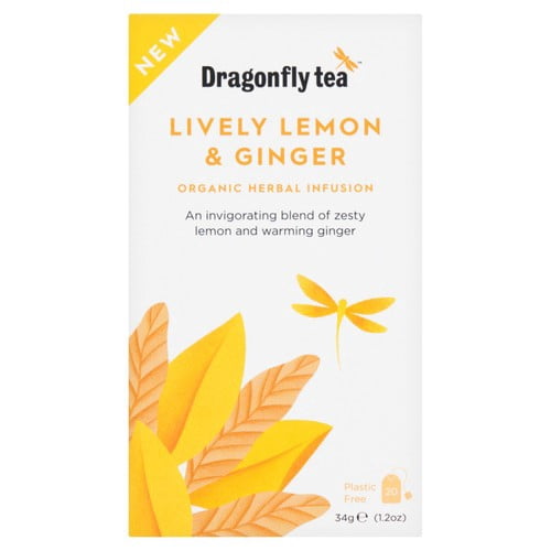 Dragonfly Organic Lively Lemon & Ginger 20's, British Import (Pack of 3)