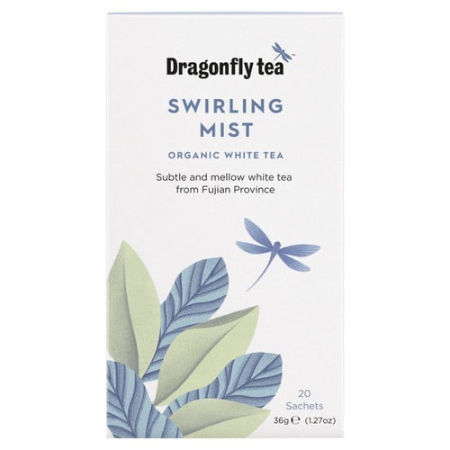 Dragonfly Organic Swirling Mist White Tea Bags 20's, British Import (Pack of 3)