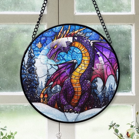 Dragonfly Ornament Christmas 2025, Dragonfly Stained Glass Window Panel Handcrafted Art Sun Catcher for Bright and Cheerful Homes