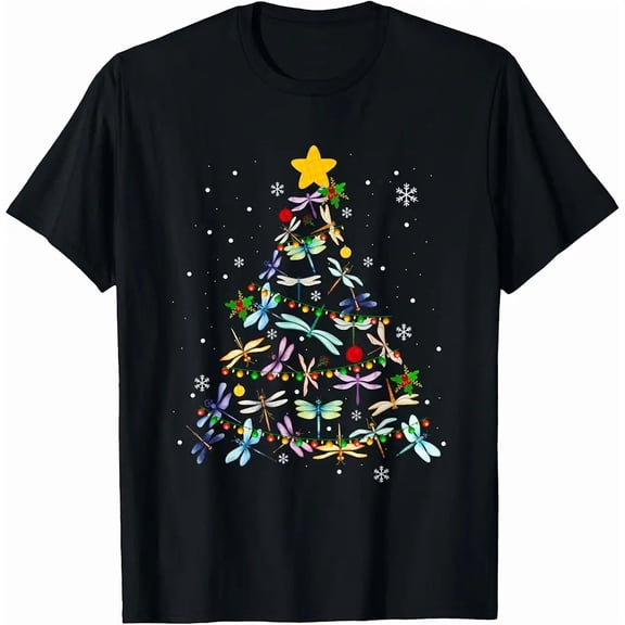 Dragonfly Ornament Holiday Tree Kids Men Women Festive Unisex T-Shirt up to size 5XL