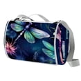 thumbnail image 1 of Dragonfly Outdoor Canvas Picnic Blanket Waterproof and Foldable Mat with Carry Strap - Large Size for Family and Friends - Durable and Easy to Clean - Blue and White Stripes Design, 1 of 6