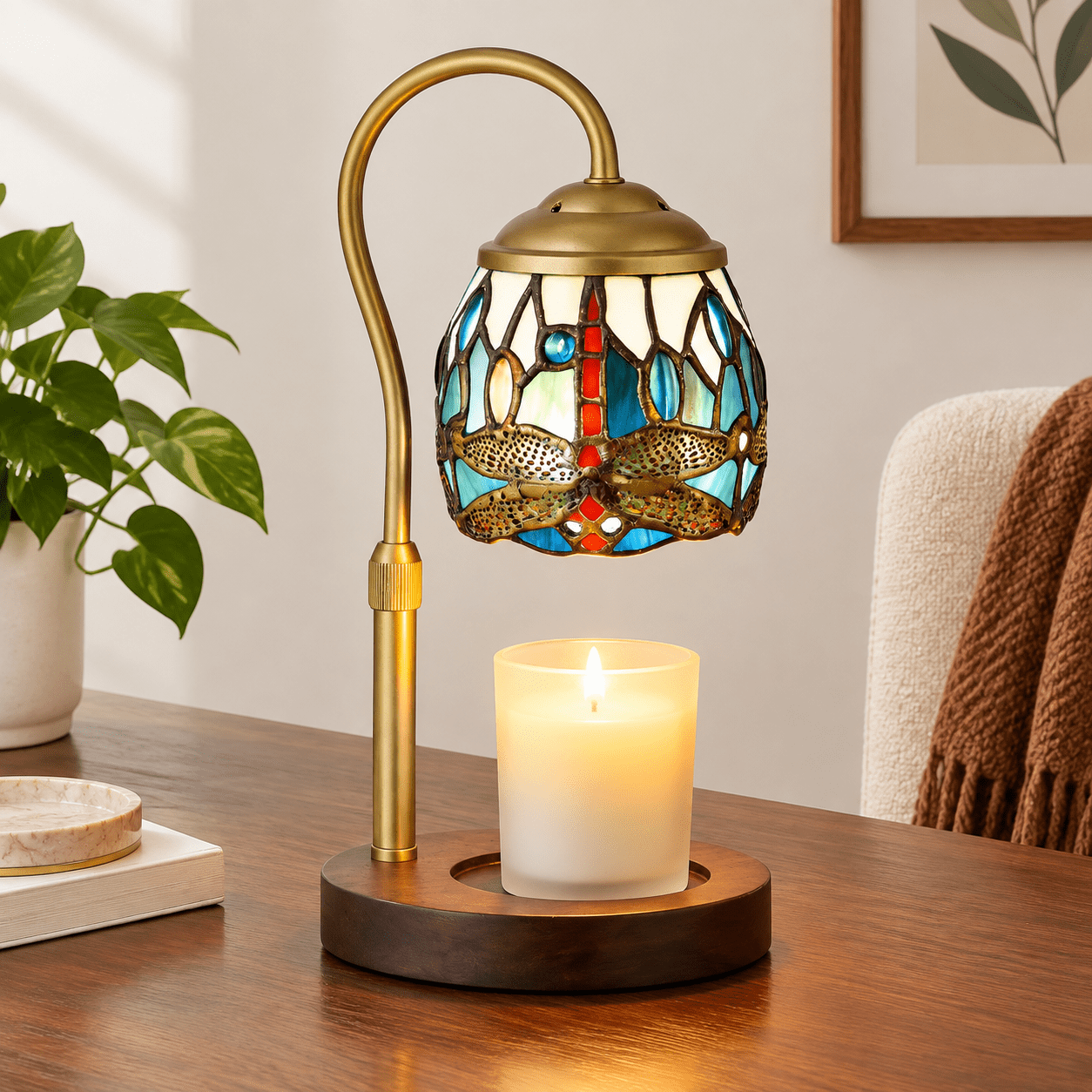 Dragonfly Pattern Adjustable Height Electric Candle Warmer Lamp ...