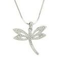 thumbnail image 1 of Dragonfly Pendant Necklace Rhinestone Crystal Rhodium High Polished J0308, 1 of 2