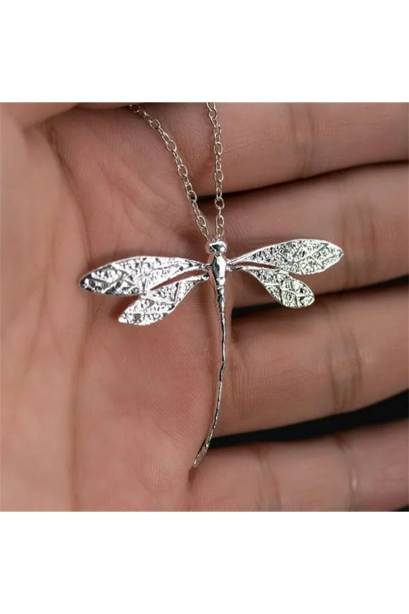 Dragonfly Pendant Necklace Women Silver Insect Choker Valentine's Day Jewelry Gift for Daily Wear Parties Accessory
