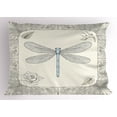 thumbnail image 1 of Dragonfly Pillow Sham Hand Drawn Royal Ancient Style Rose Petals Leaves and Ornate Figures Design, Decorative Standard Size Printed Pillowcase, 26 X 20 Inches, Black Pale Blue, by Ambesonne, 1 of 2