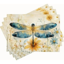 Dragonfly Placemats Set of 4 Dragonfly Table Mats Washable Place Mats for Home Party Indoor Kitchen Dining Table Decoration 12x18 Inch