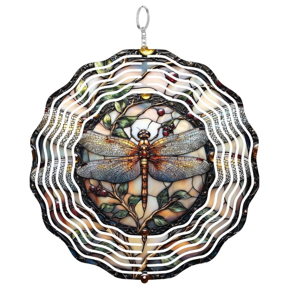 Dragonfly Plant Metal Wind Spinner, Kinetic Outdoor Door Decor