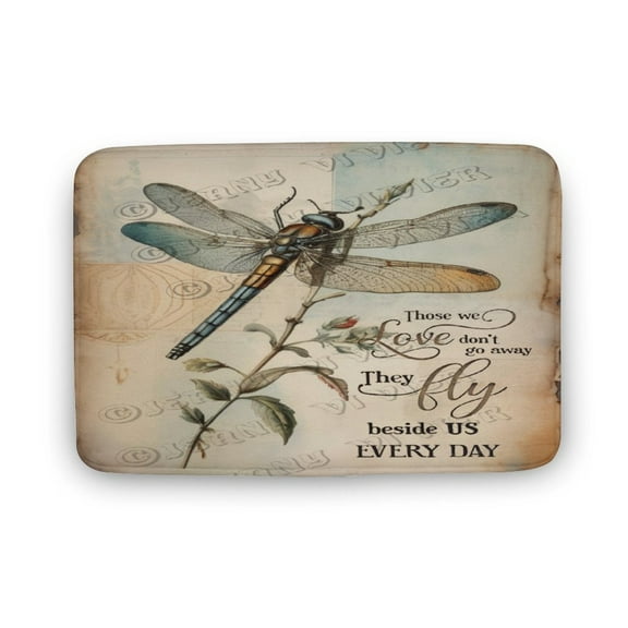 Dragonfly Print Bath Rug, Coral Velvet, 20"x32",Machine Washable Bath Mats for Bathroom Floor, Tub and Shower, Home Decor Accessories