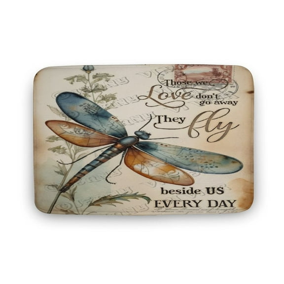 Dragonfly Print Bath Rug, Coral Velvet, 20"x32", Ultra Soft and Non-Slip Bathroom Rugs for Bathroom, Shower, and Tub