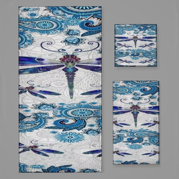 Dragonfly Print Bath Towel Sets For Bathroom Hand Towels Fingertip Towels 3 Piece Soft Absorbent For Bathroom Kitchen Hotel Beach