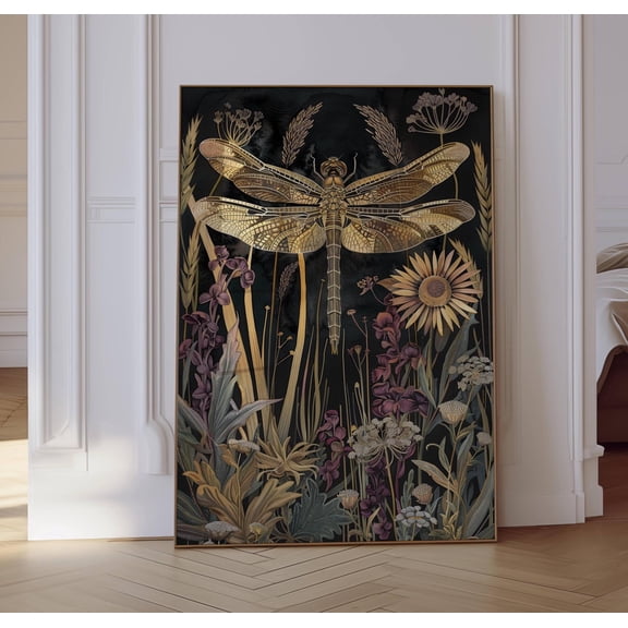 Dragonfly Print, Dragonfly Wall Art, William Morris, Aesthetic Wall Decor, Floral Prints, Artful Art, Floral Poster, Dragonfly Gifts For Her Poster Unframed