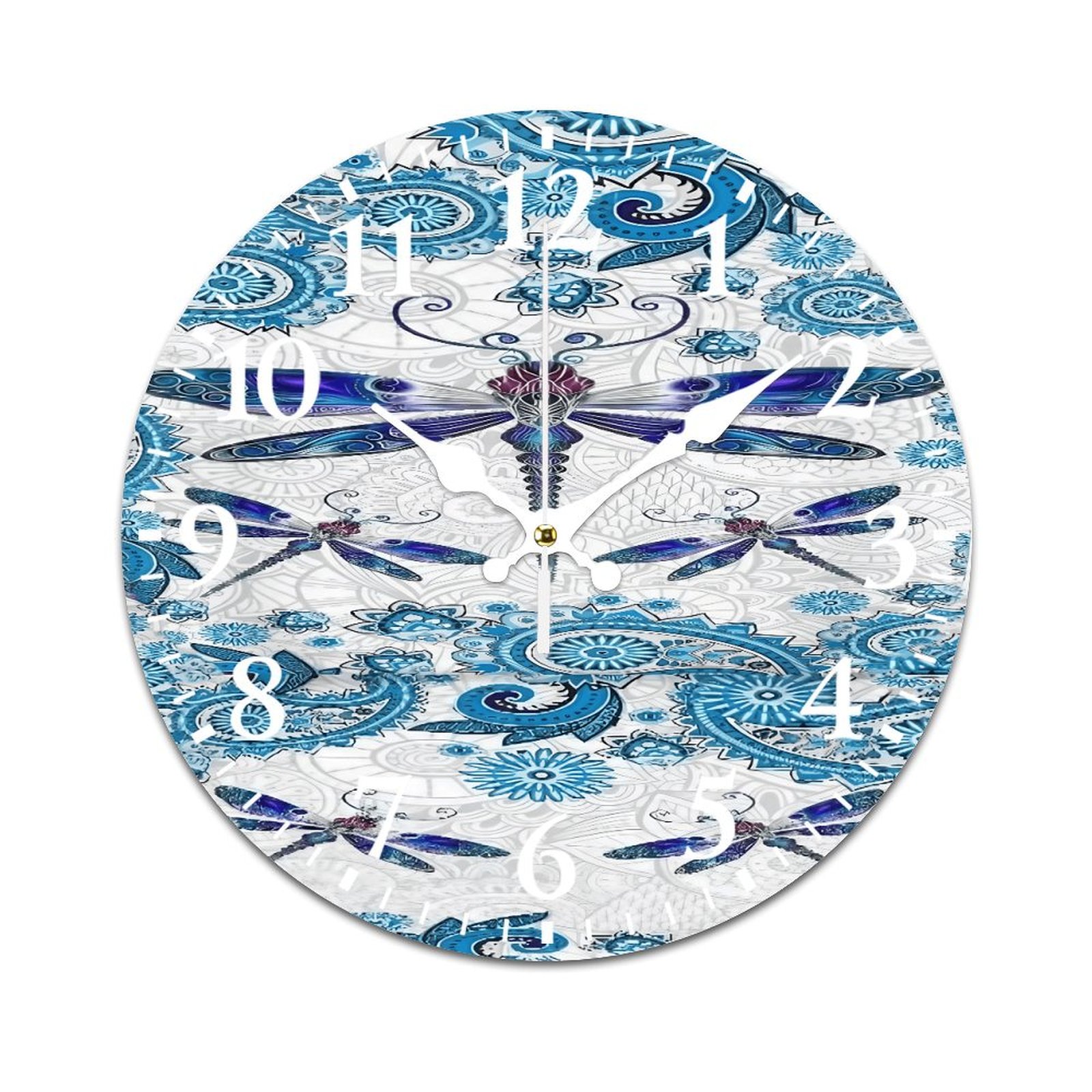 Dragonfly Print Wall Clock Modern Design Clocks Wall Hanging Home ...