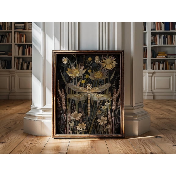 Dragonfly Prints, Dragonfly Wall Art, Moody Wall Art, William Morris, Aesthetic Wall Decor, Dark Cottagecore Art, Dragonfly Gifts For Her Poster Unframed