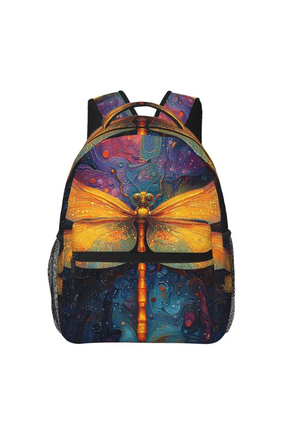 Dragonfly Psychedelic Abstract Backpack Casual College Bag Zipper Laptop Daypack Hiking Rucksack Travel